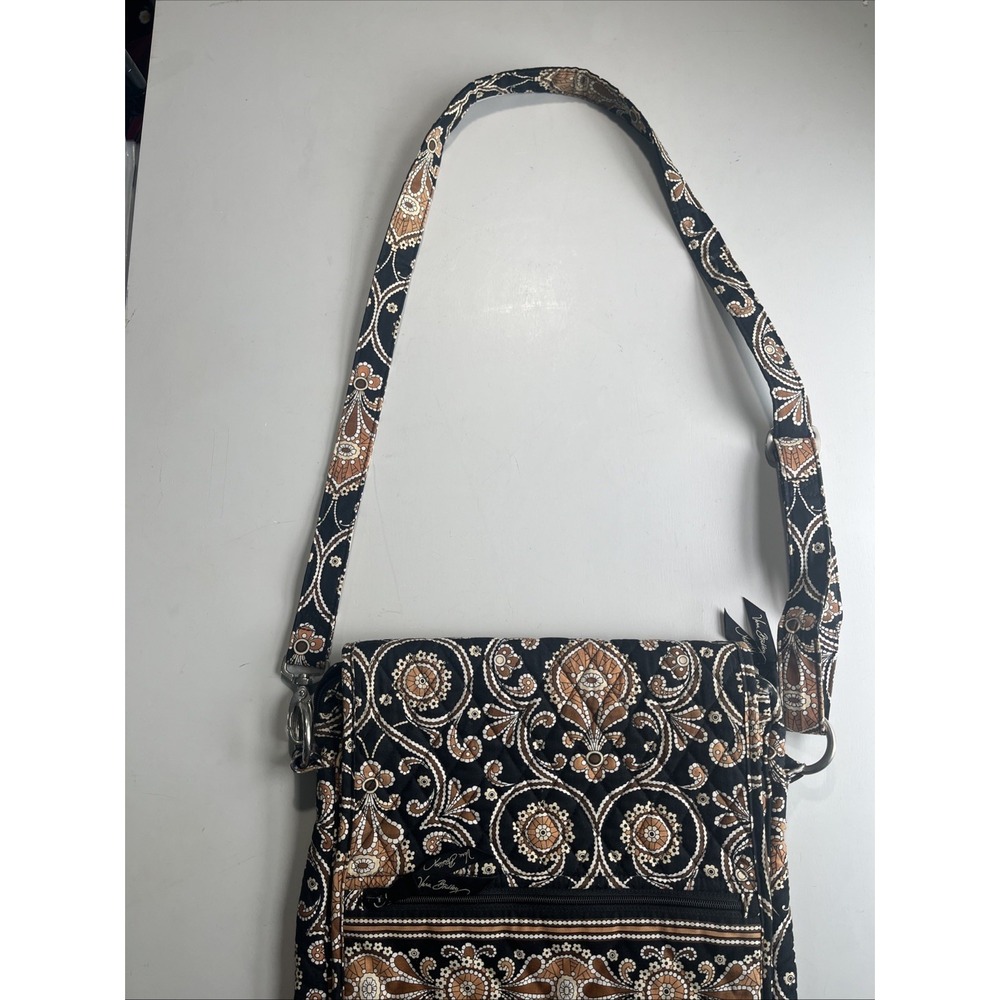 Vera Bradley Crossbody Paisley Caffe Latte Brown Black Bag Purse Flap Boho - Picture 12 of 13